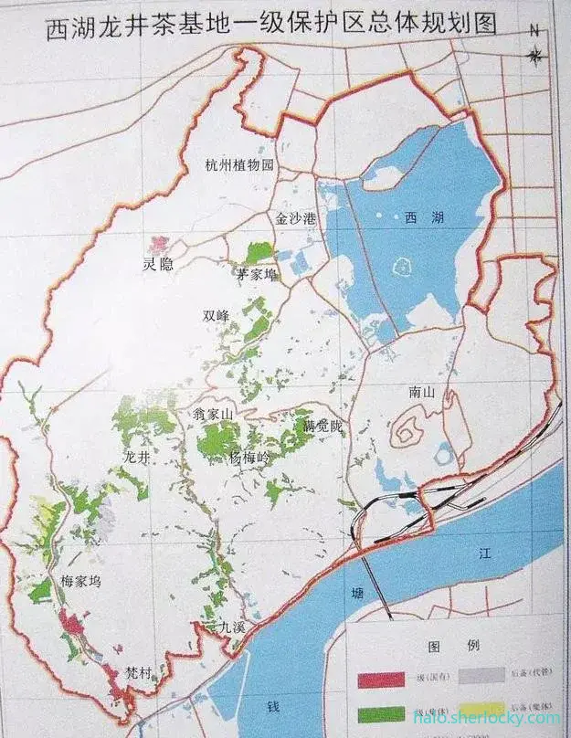 西湖龙井茶基地一级保护区总体规划图